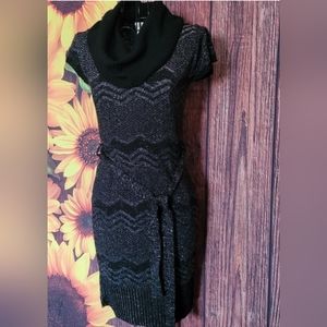 Derek Heart Black and Silver Sweater Dress